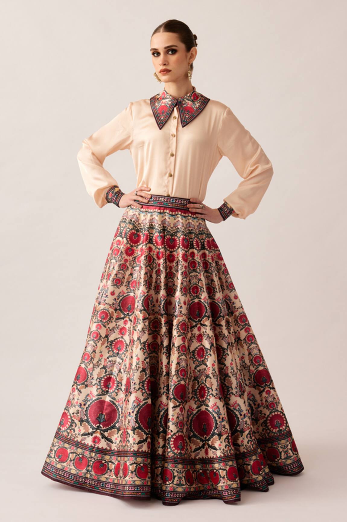 Rajdeep Ranawat Leela Floral Print Skirt & Shirt Set 
