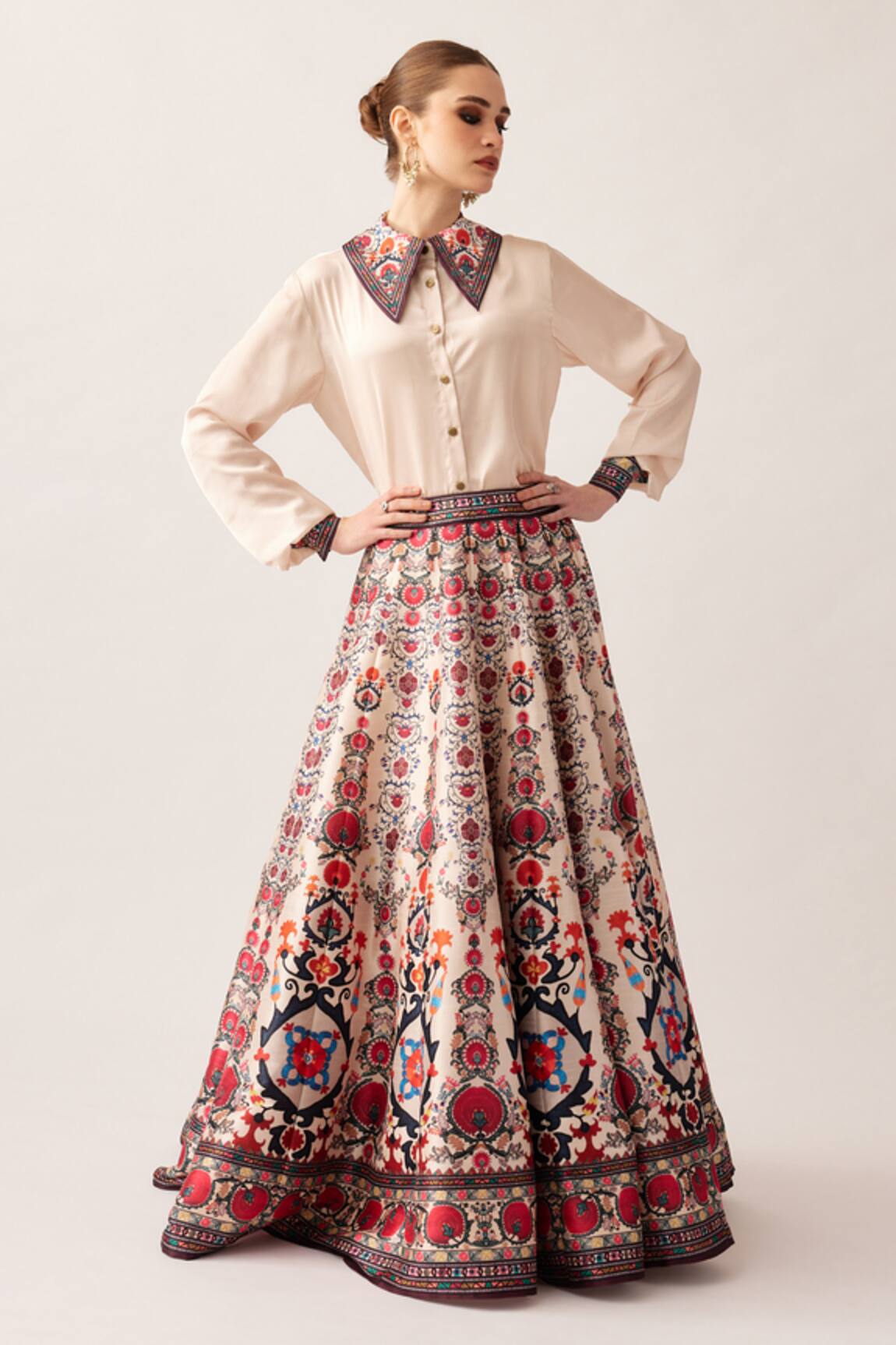 Rajdeep Ranawat Leela Florette Print Skirt & Shirt Set 