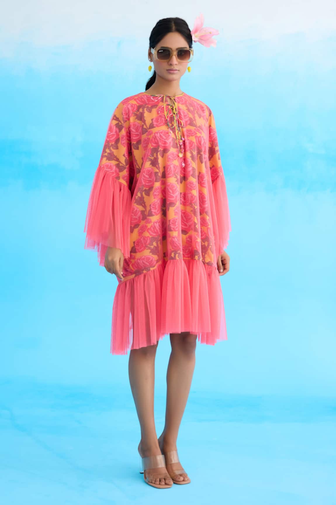 Nikasha Mithai Rose Print Frill Dress