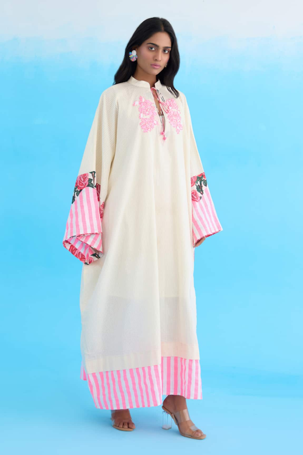 Nikasha Crouching Applique Embroidered Kaftan Dress