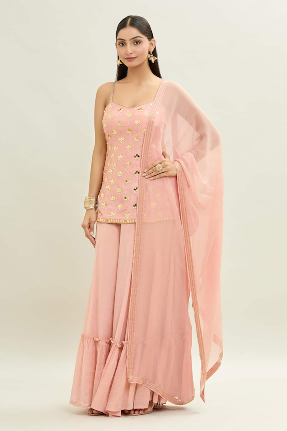 Aaryaa By Kashveen Kohli Acrylic Embroidered Kurta Sharara Set