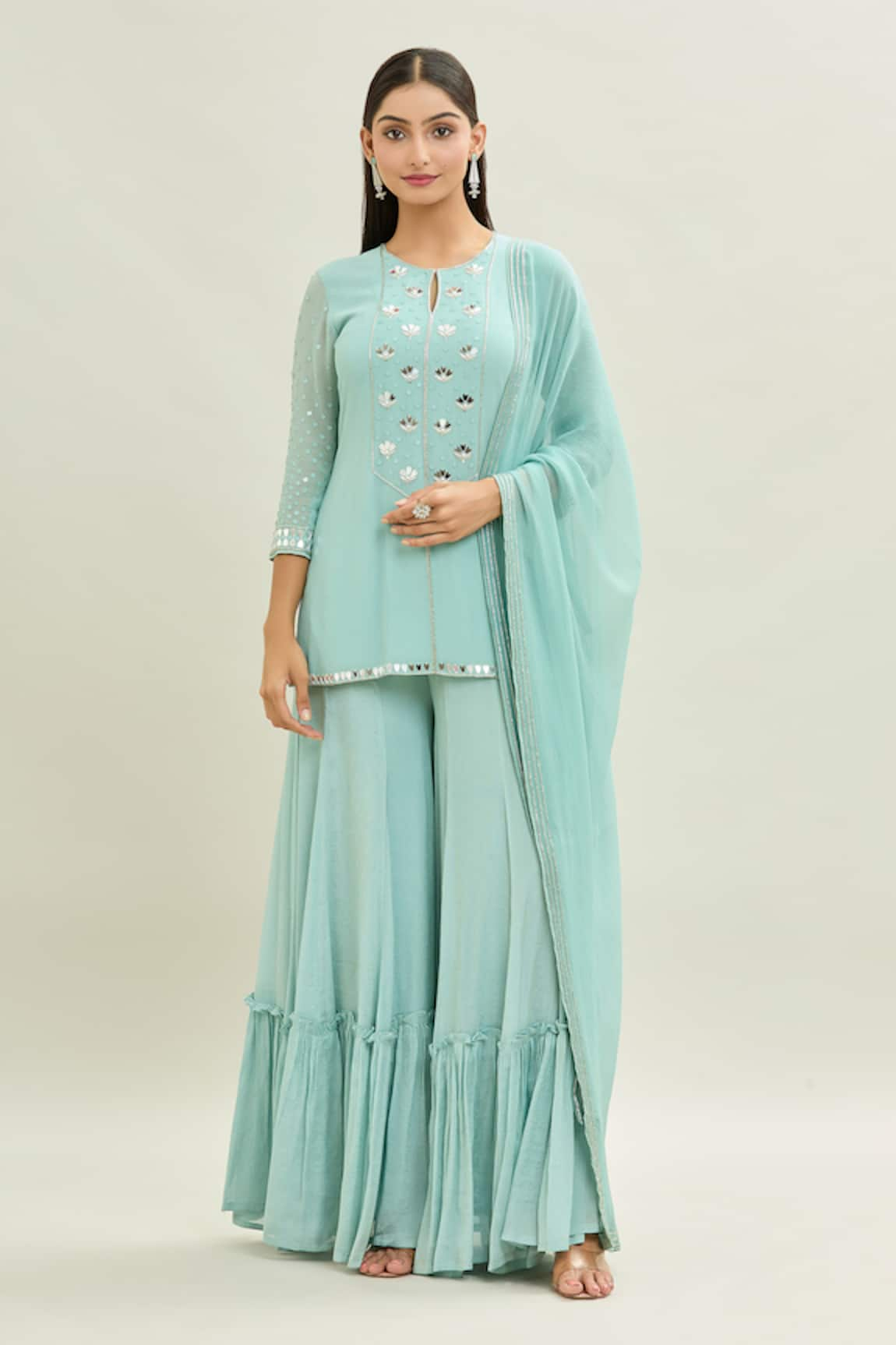 Aaryaa By Kashveen Kohli Acrylic Work Kurta Sharara Set