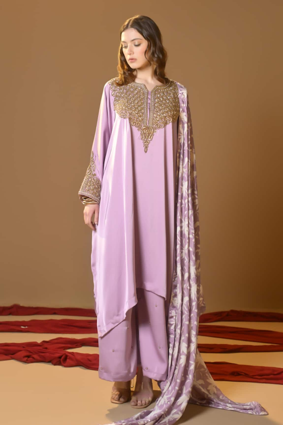 TULPALAV Pearl Embroidered Kaftan Set