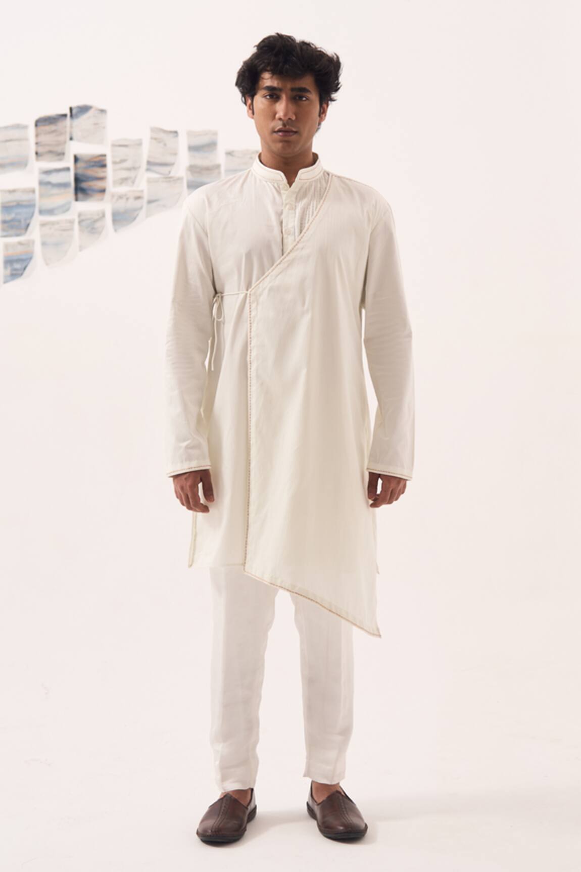 Detales Solid Angarkha Style Kurta With Pant