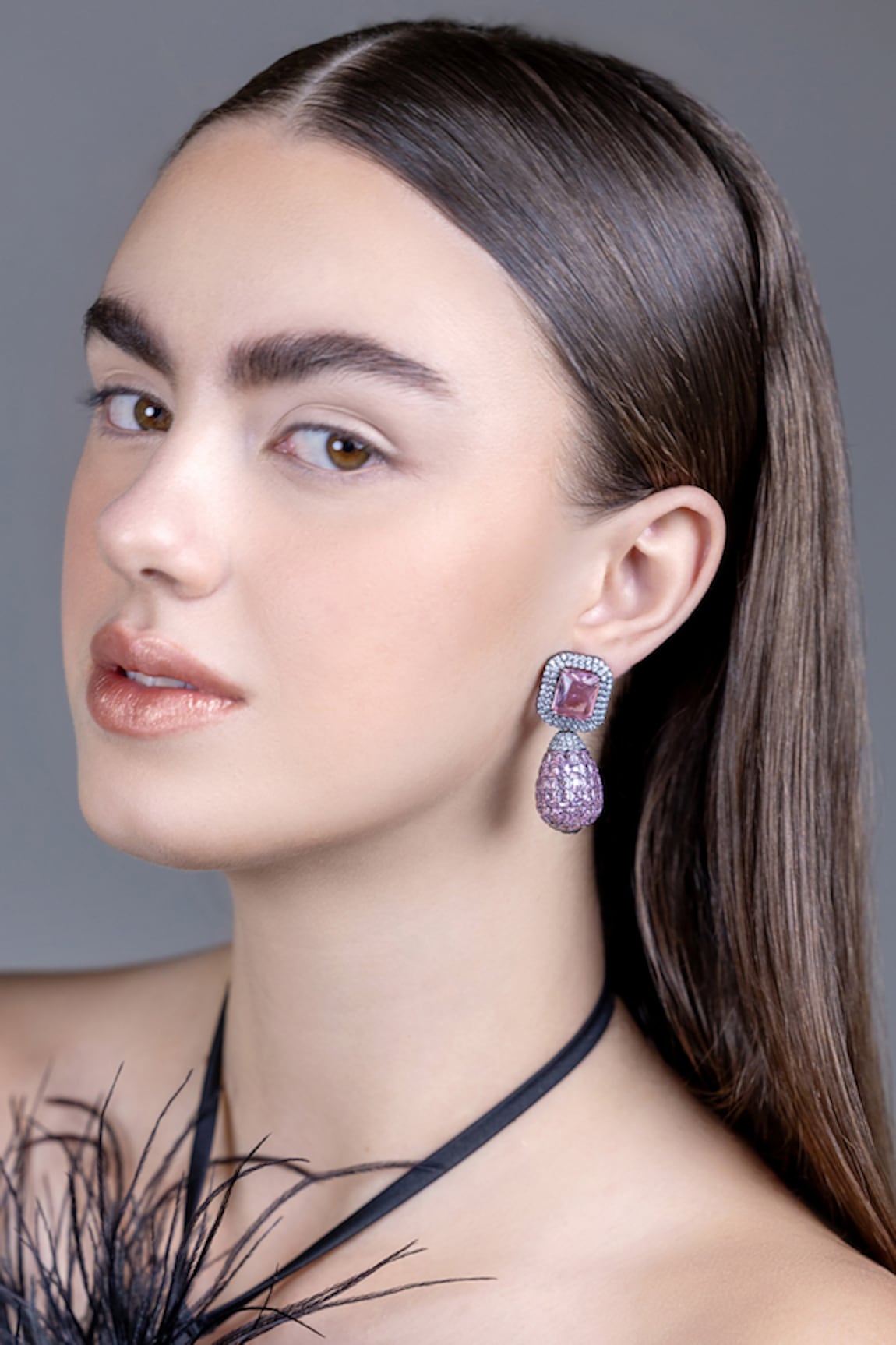 Curio Cottage Amethyst Elegance Embellished Earrings