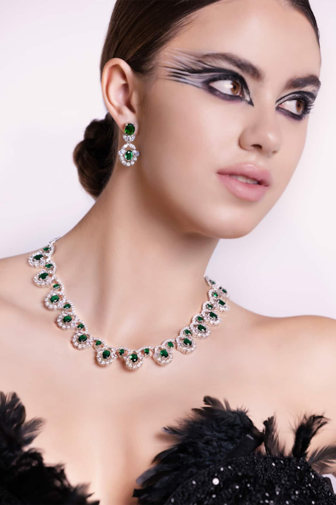 Curio Cottage Scallops of Emerald Cubic Zirconia Necklace Set