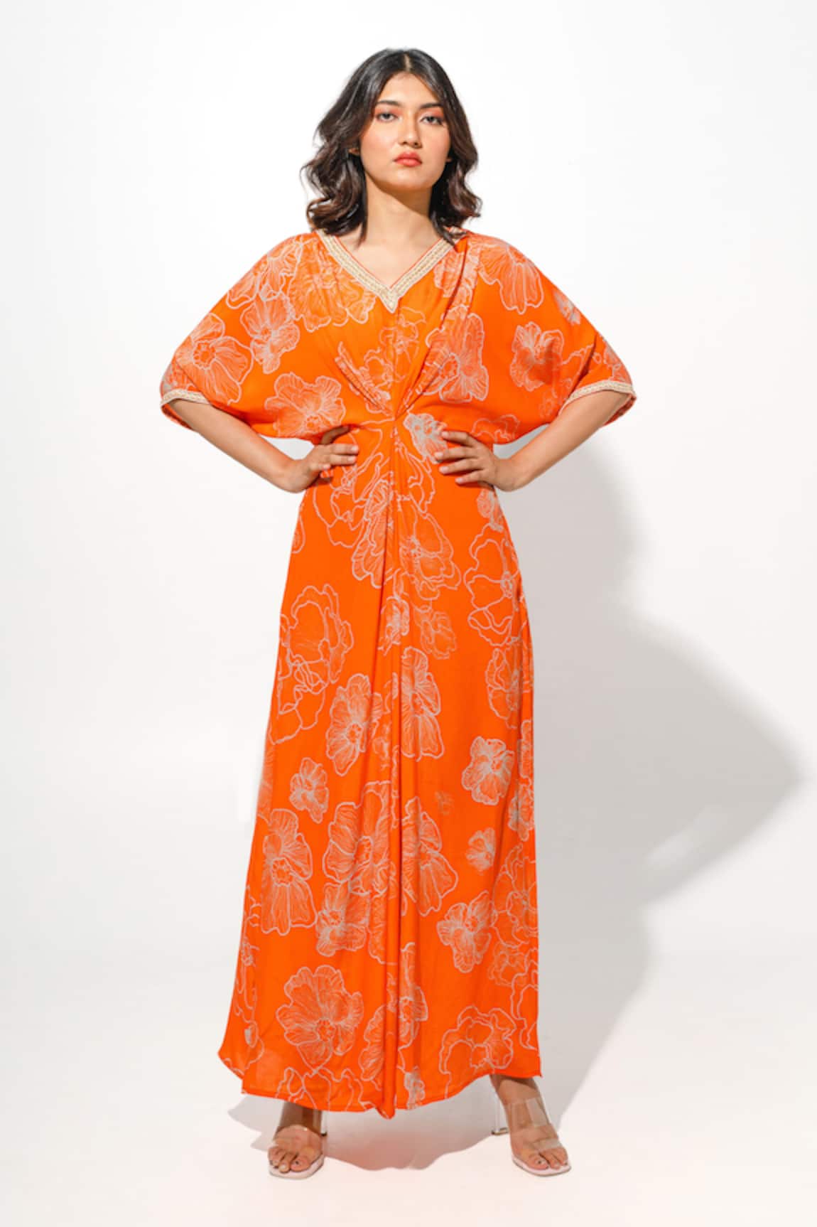 Megha Pitti Floral Bloom Print Long Kaftan 