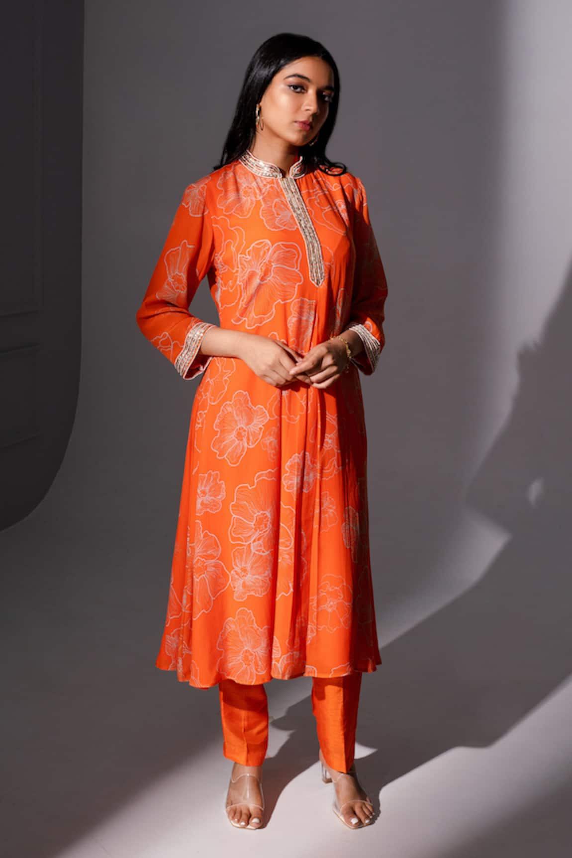 Megha Pitti Floral Print Straight Tunic With Pant