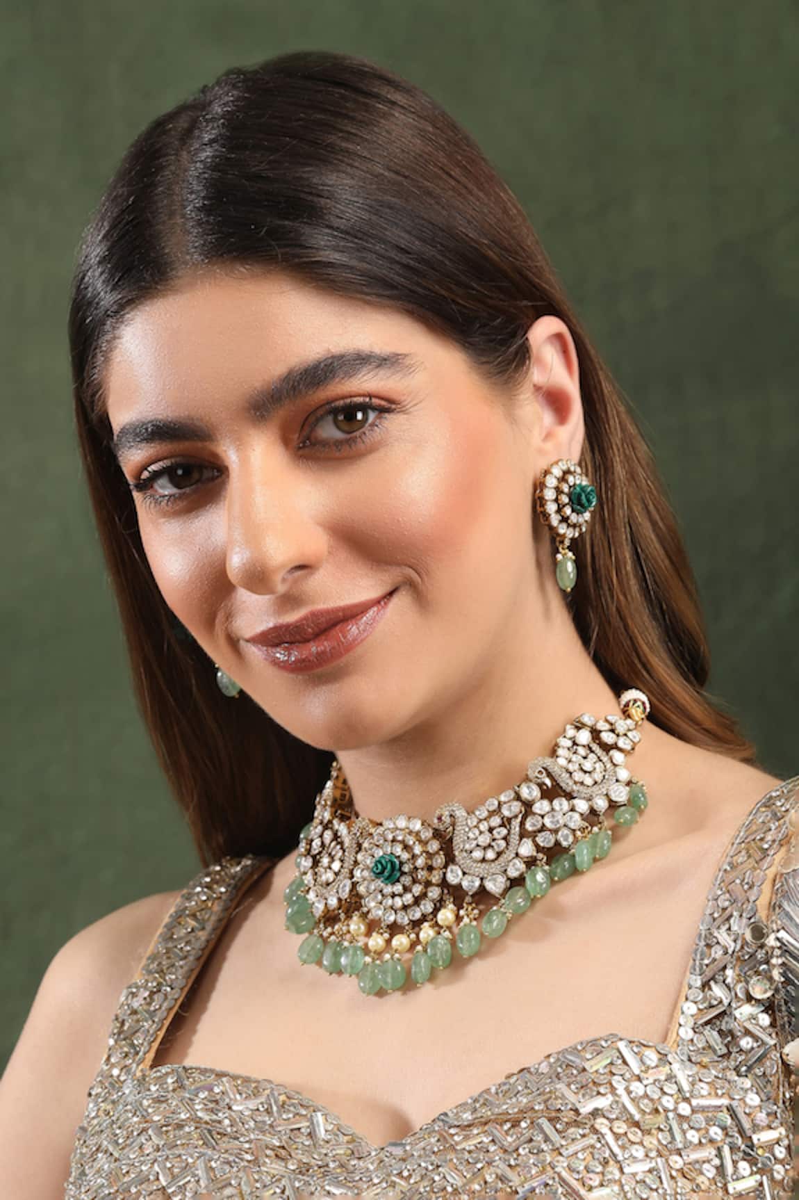 Auraa Trends Peacock Carved Necklace Set 