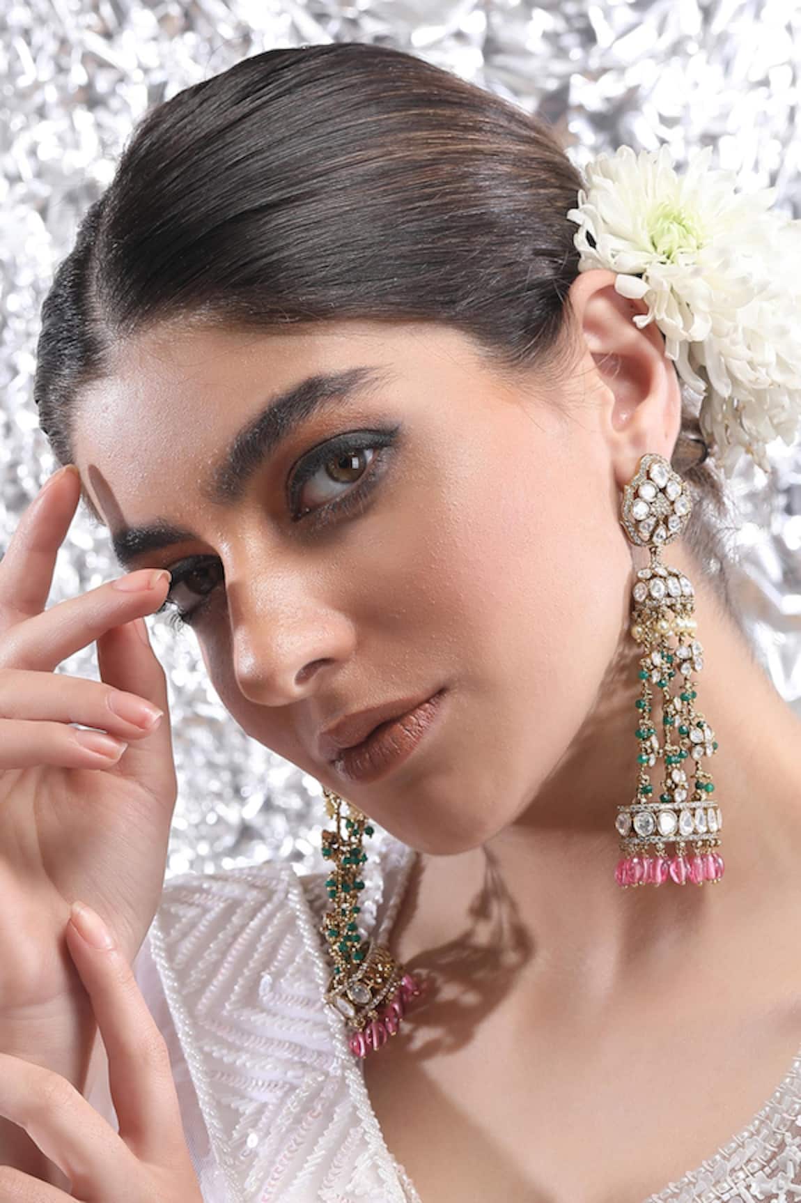 Auraa Trends Kundan Embellished Jhumkas