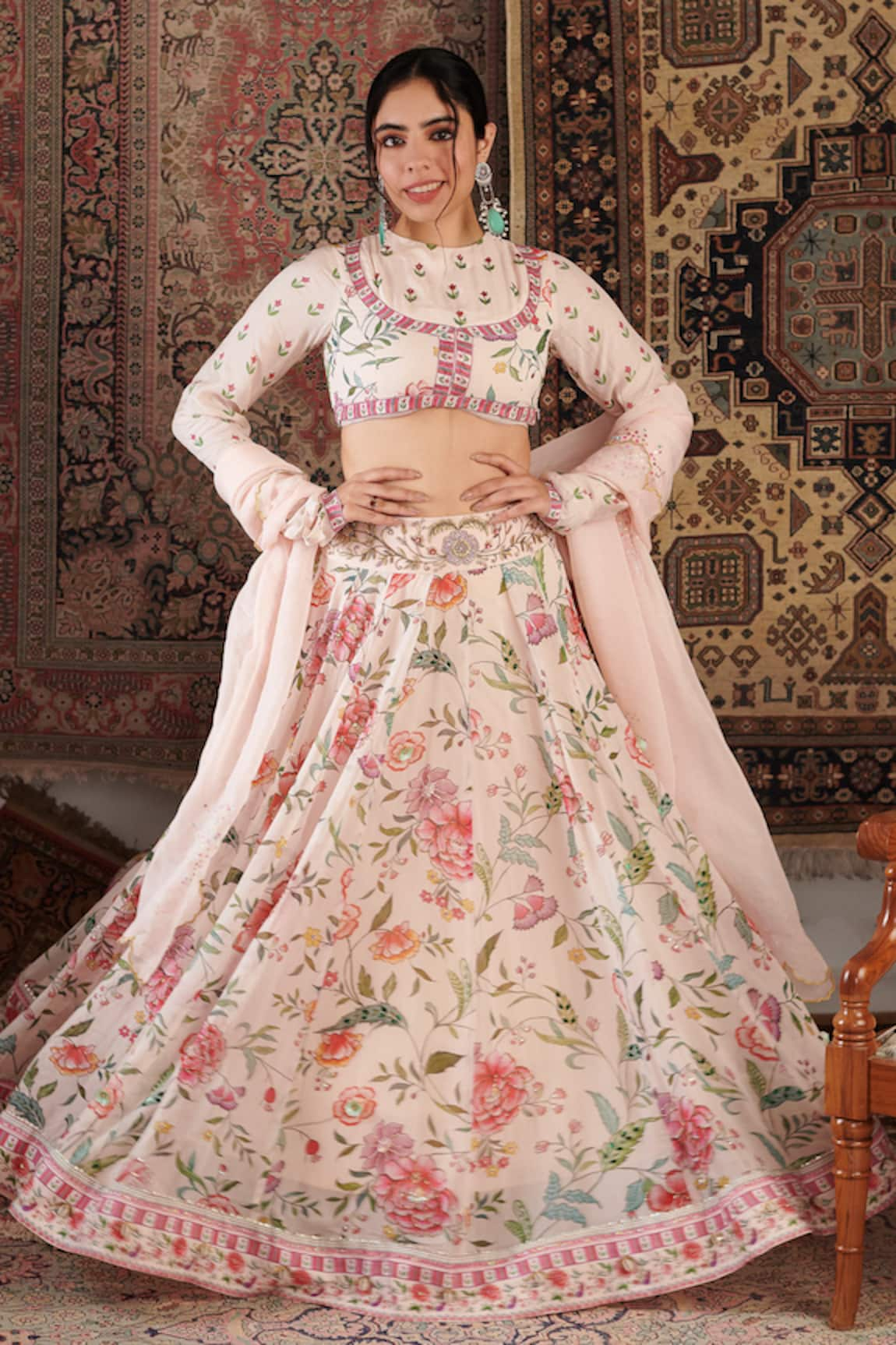 Negra Elegante Zara Floral Pattern Lehenga Blouse Set