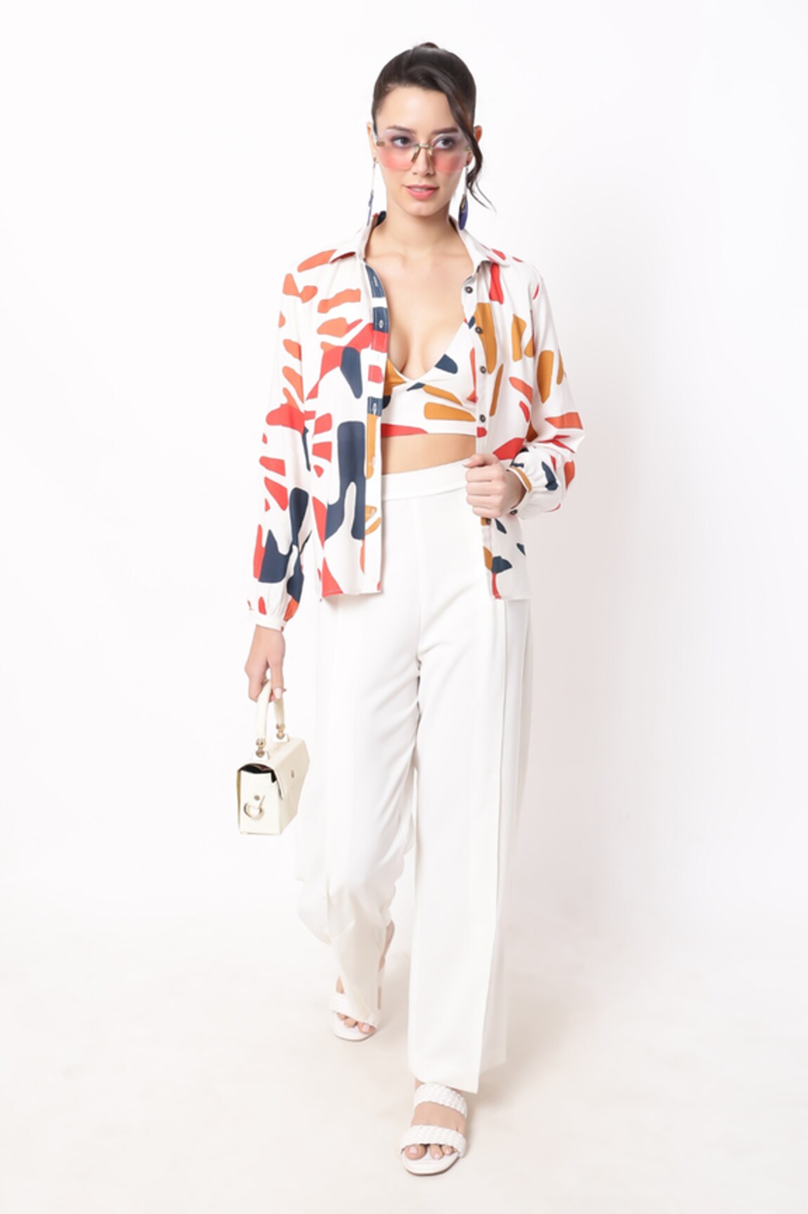 Ranng Label Funky Print Shirt With Bralette