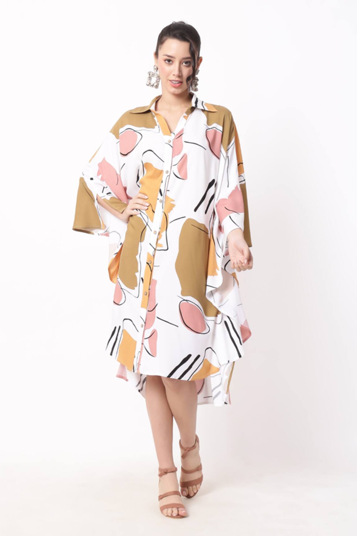 Ranng Label Abstract Daisy Print Kaftan