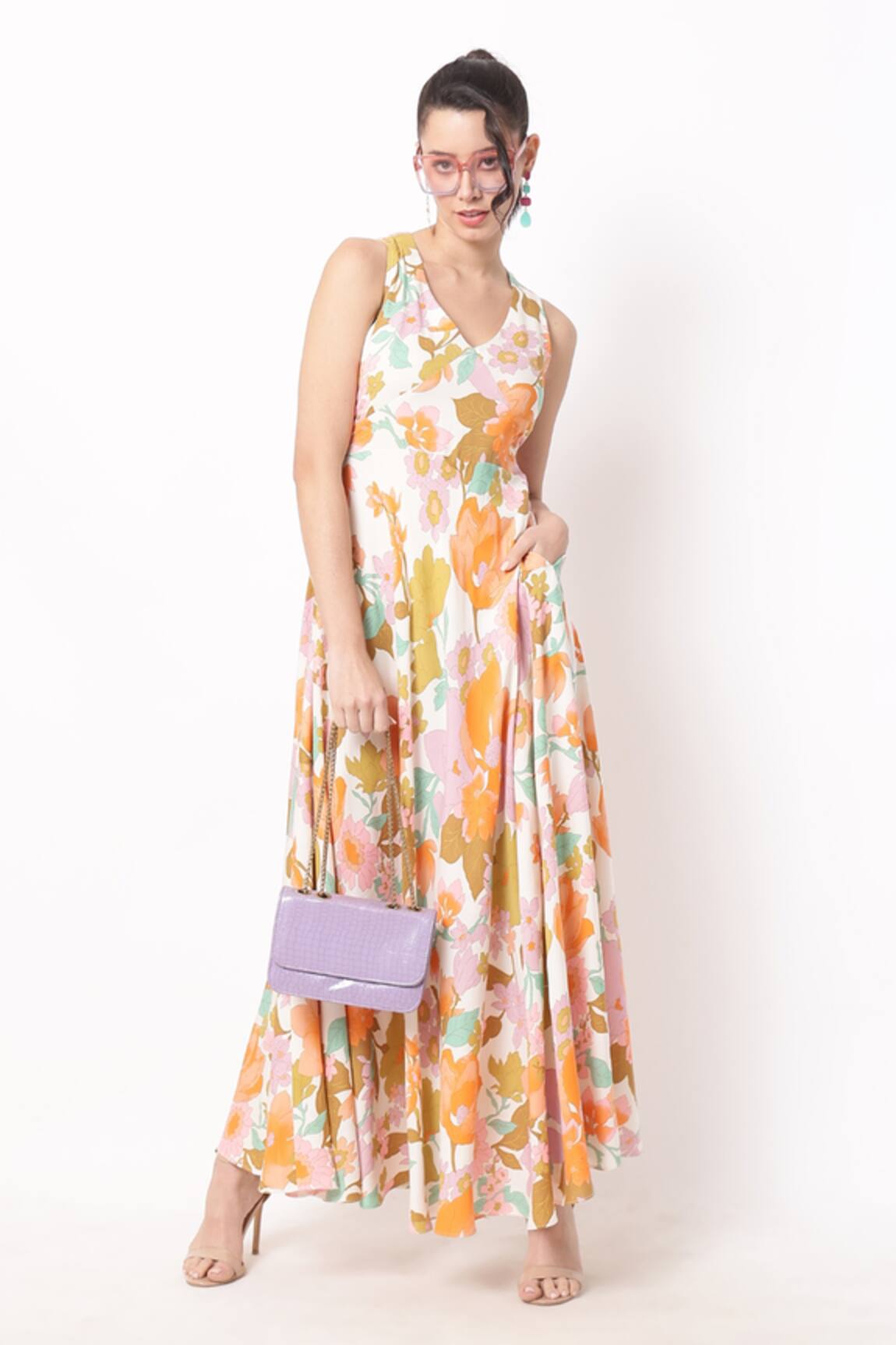 Ranng Label Blossom Print Maxi Gown