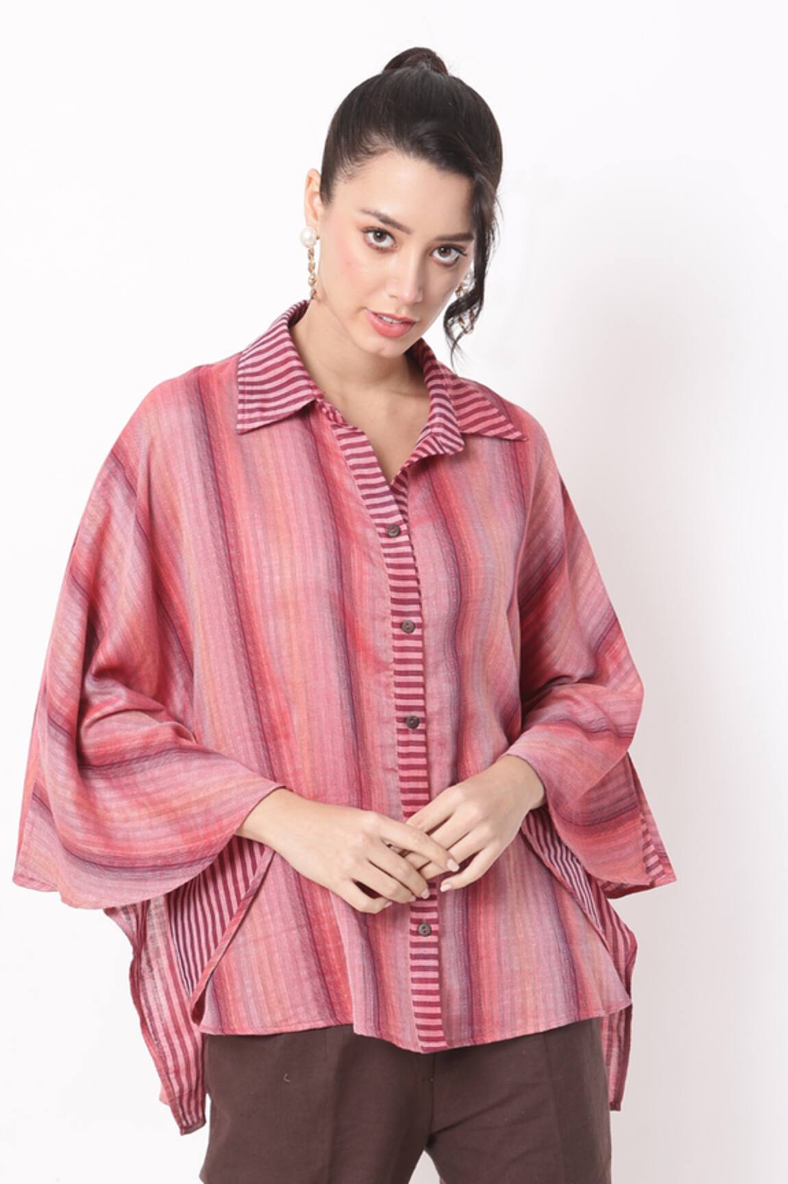 Ranng Label Seabrezze Ombre Striped Kaftan Shirt