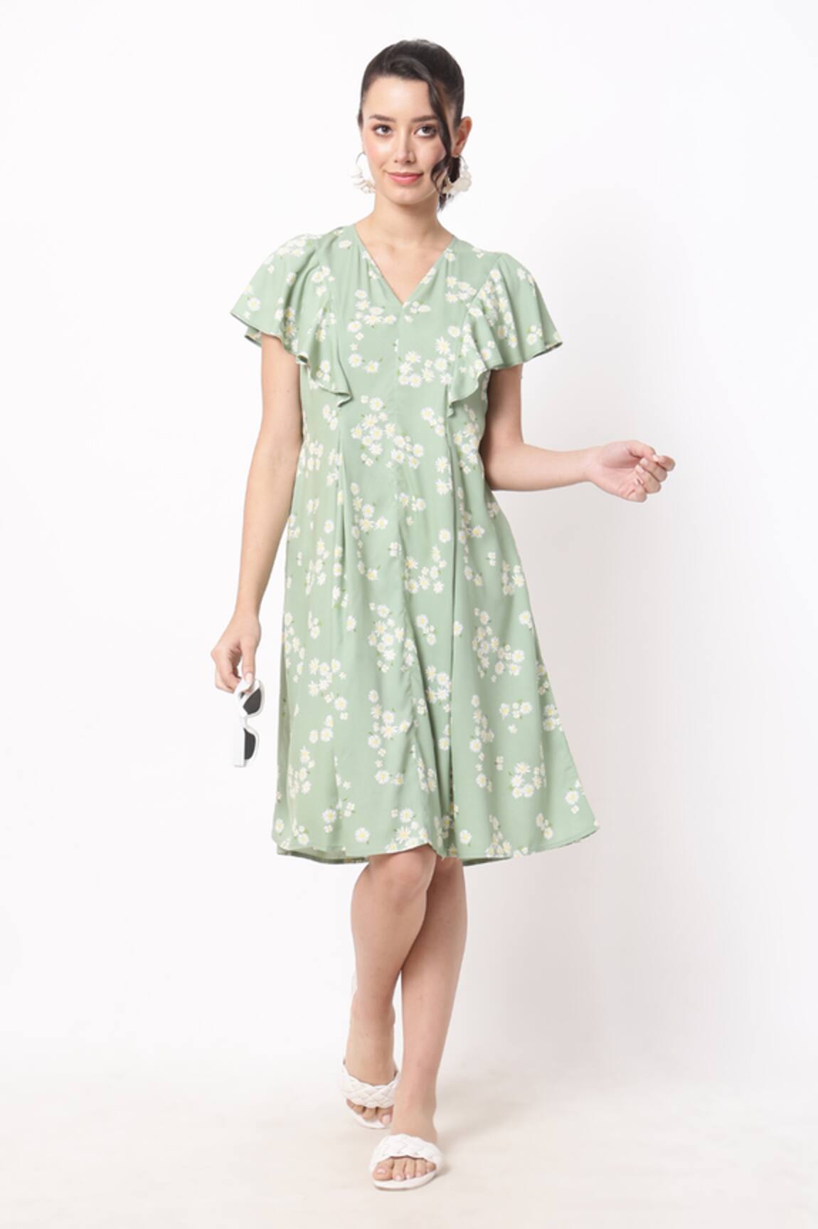 Ranng Label Daisy Whisper Print Midi Dress