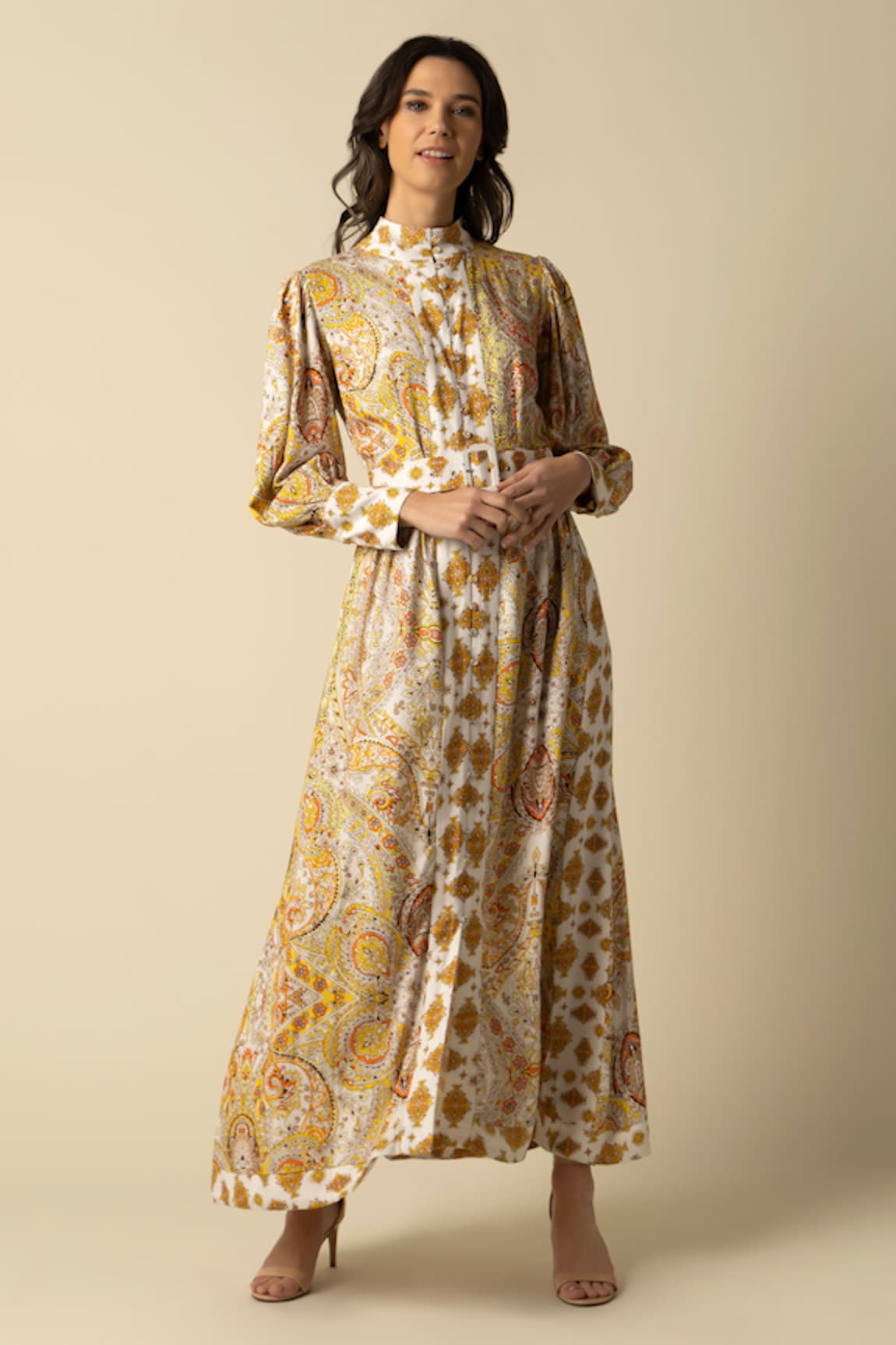 RAISHMA Maya Fleur Print Midi Dress With Belt