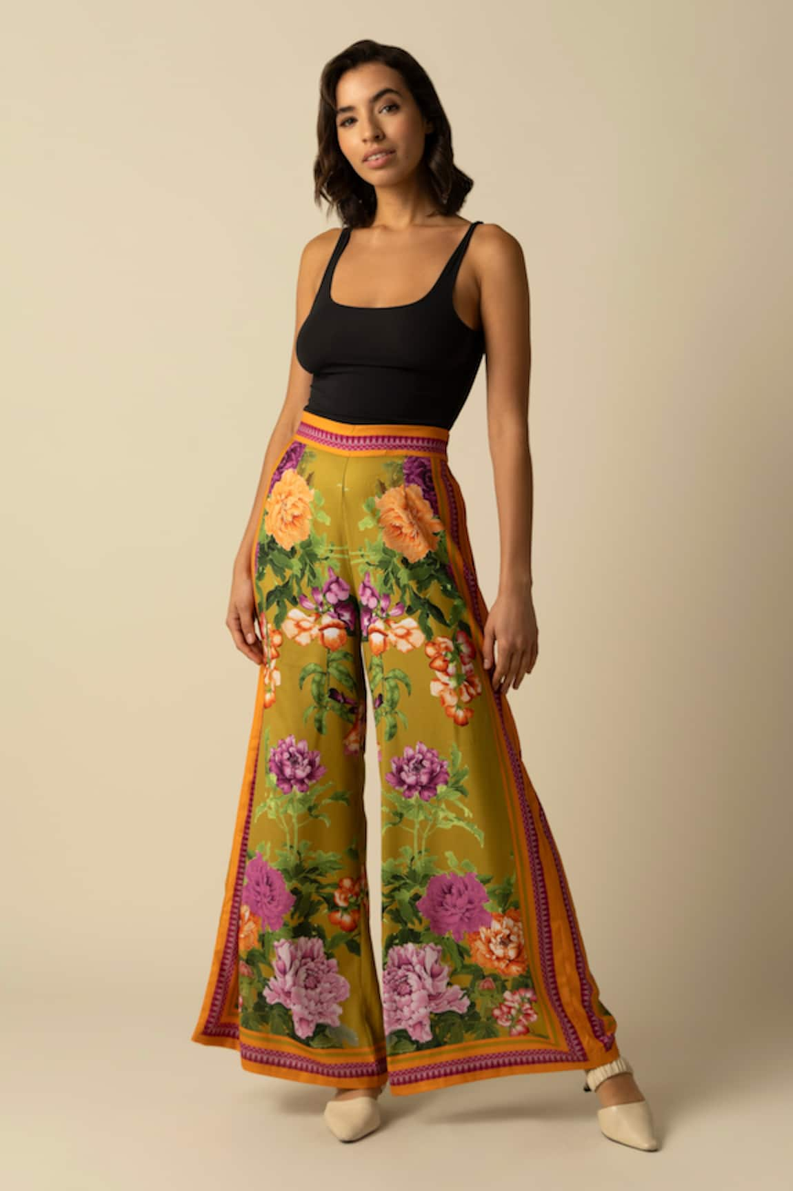 RAISHMA Alina Floral Print Flared Trouser