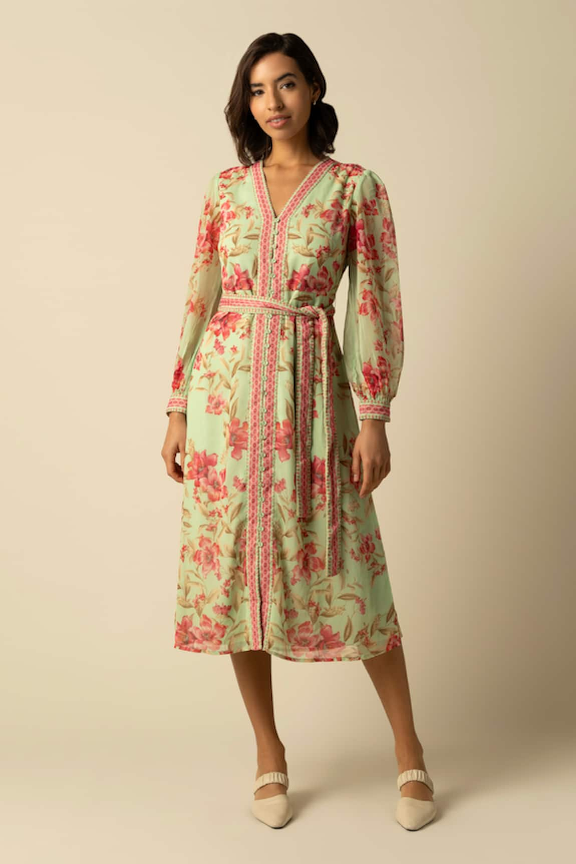 RAISHMA Naomi Floral Print Midi Dress