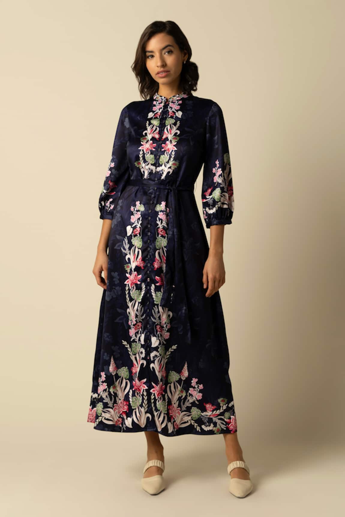 RAISHMA Bria Floral Print Dress With Belt