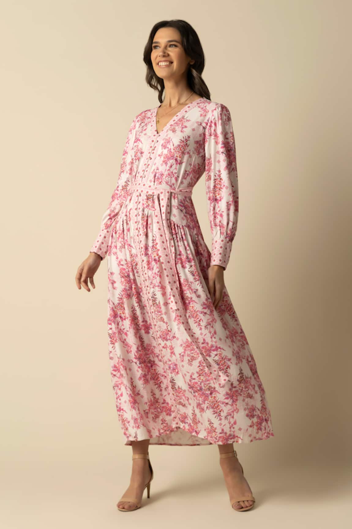 RAISHMA Aaliyah Flower Pattern Dress & Belt Set