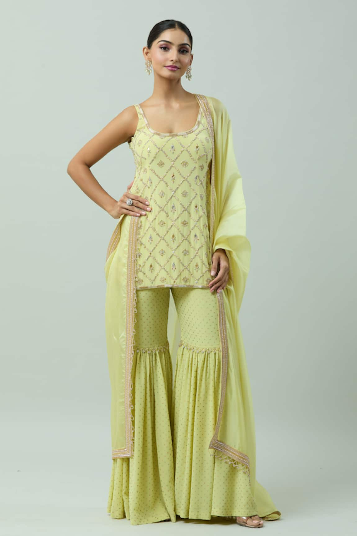 ANUSHKA KHANNA Gota Bead Embellished Kurta Gharara Set