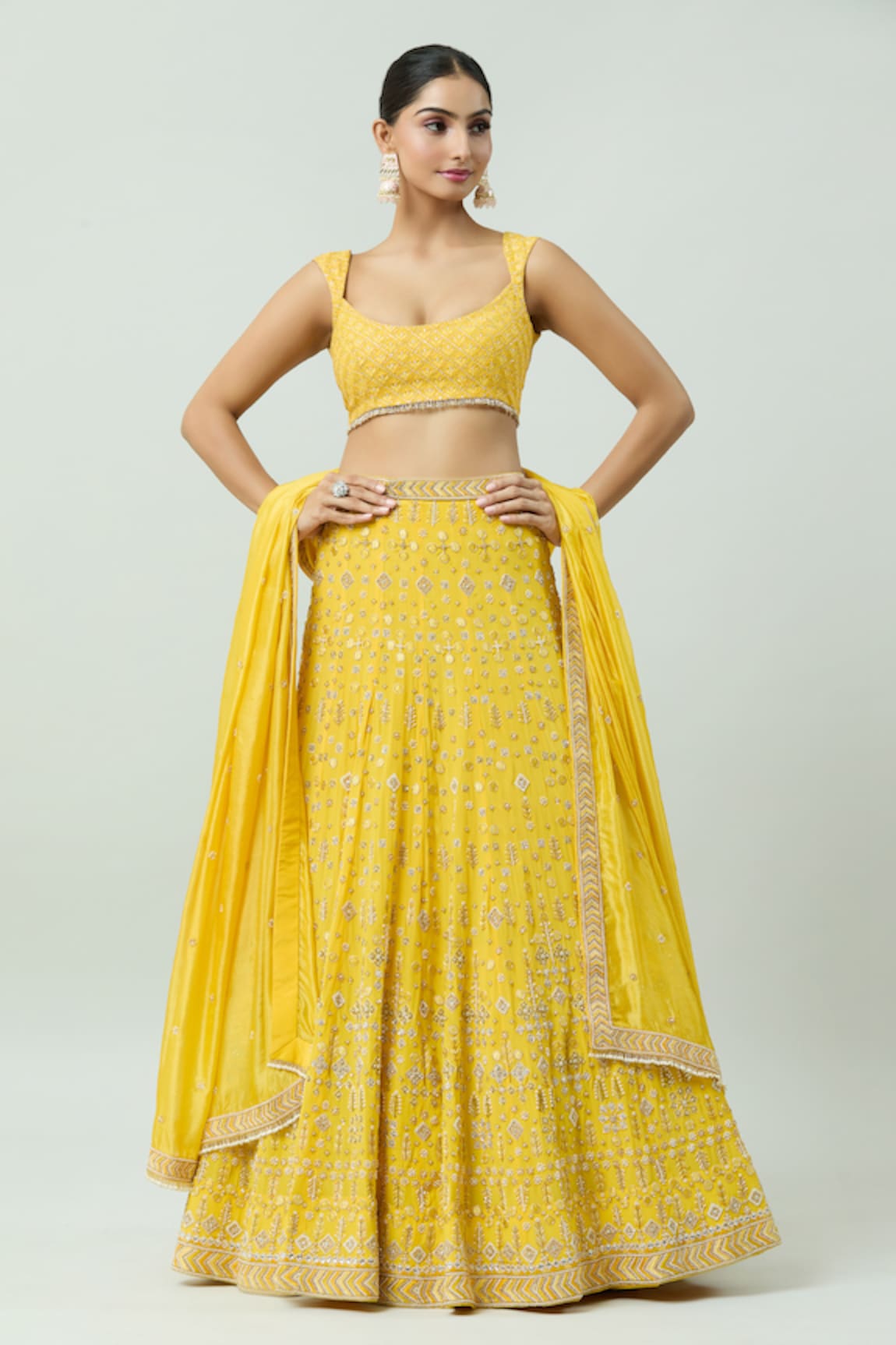 ANUSHKA KHANNA Geometric Bead Embellished Bridal Lehenga Set