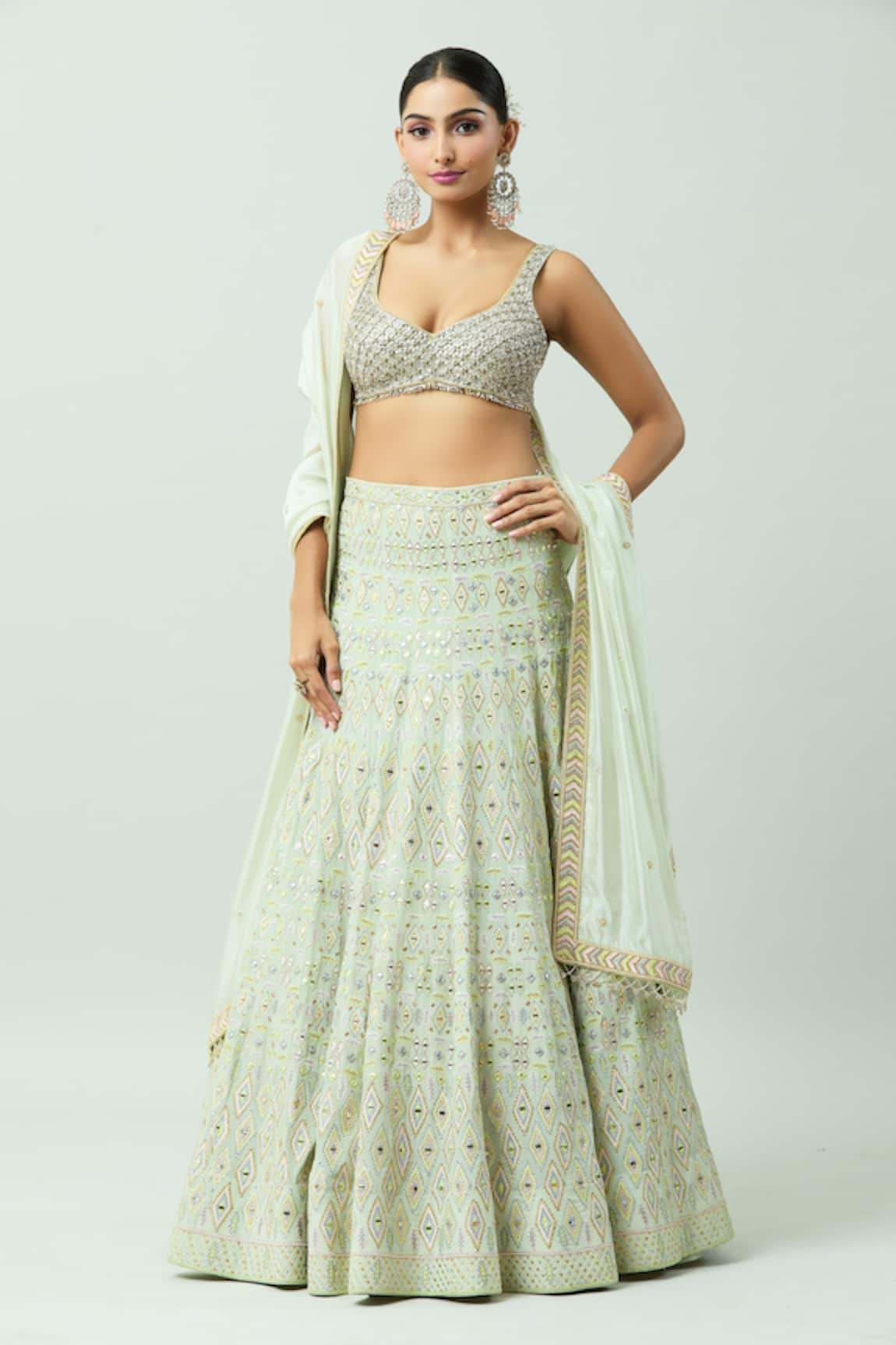 ANUSHKA KHANNA Thread Mirrorwork Embellished Lehenga Set