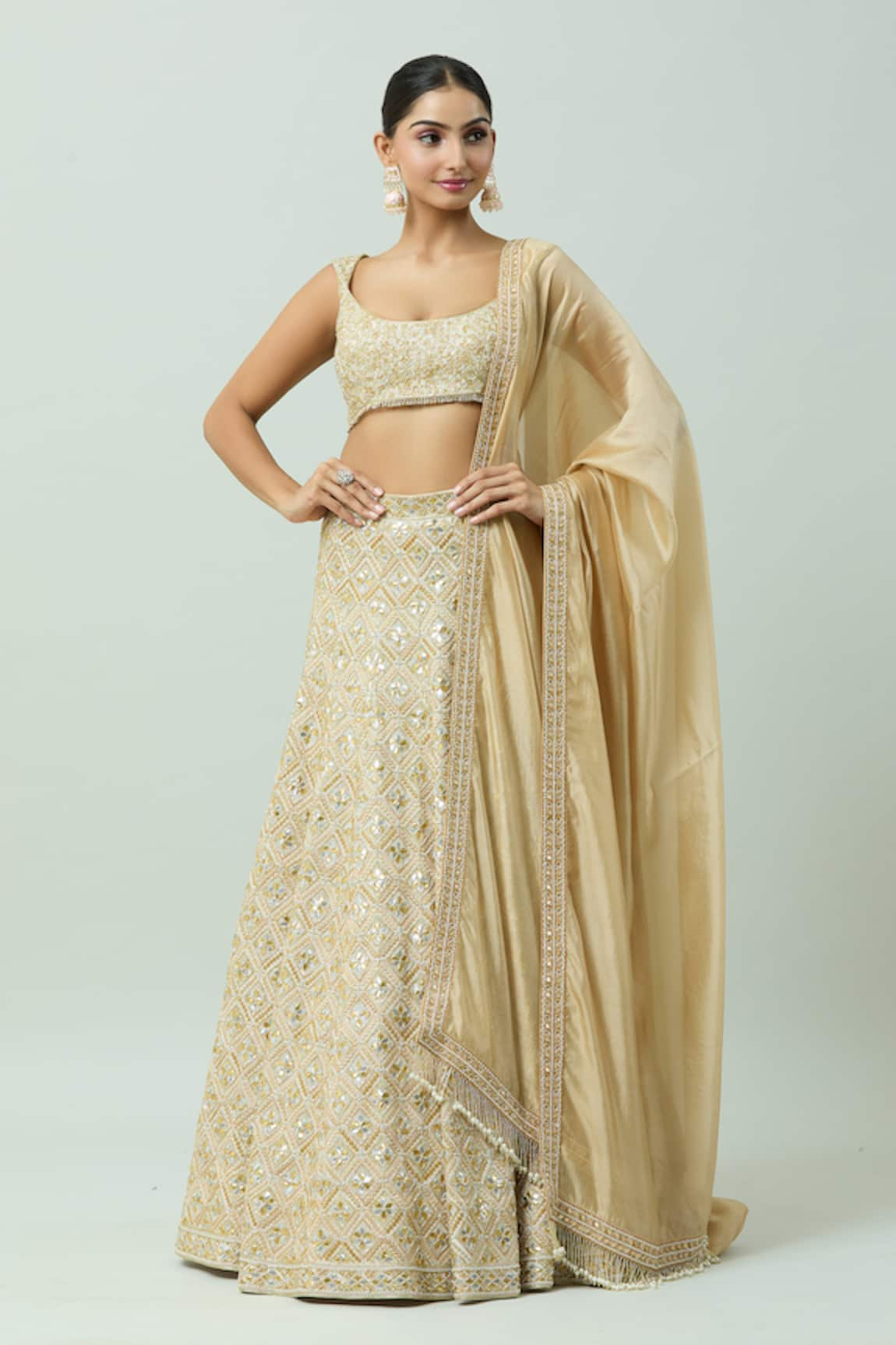 ANUSHKA KHANNA Gota Embellished Geometric Bridal Lehenga Set