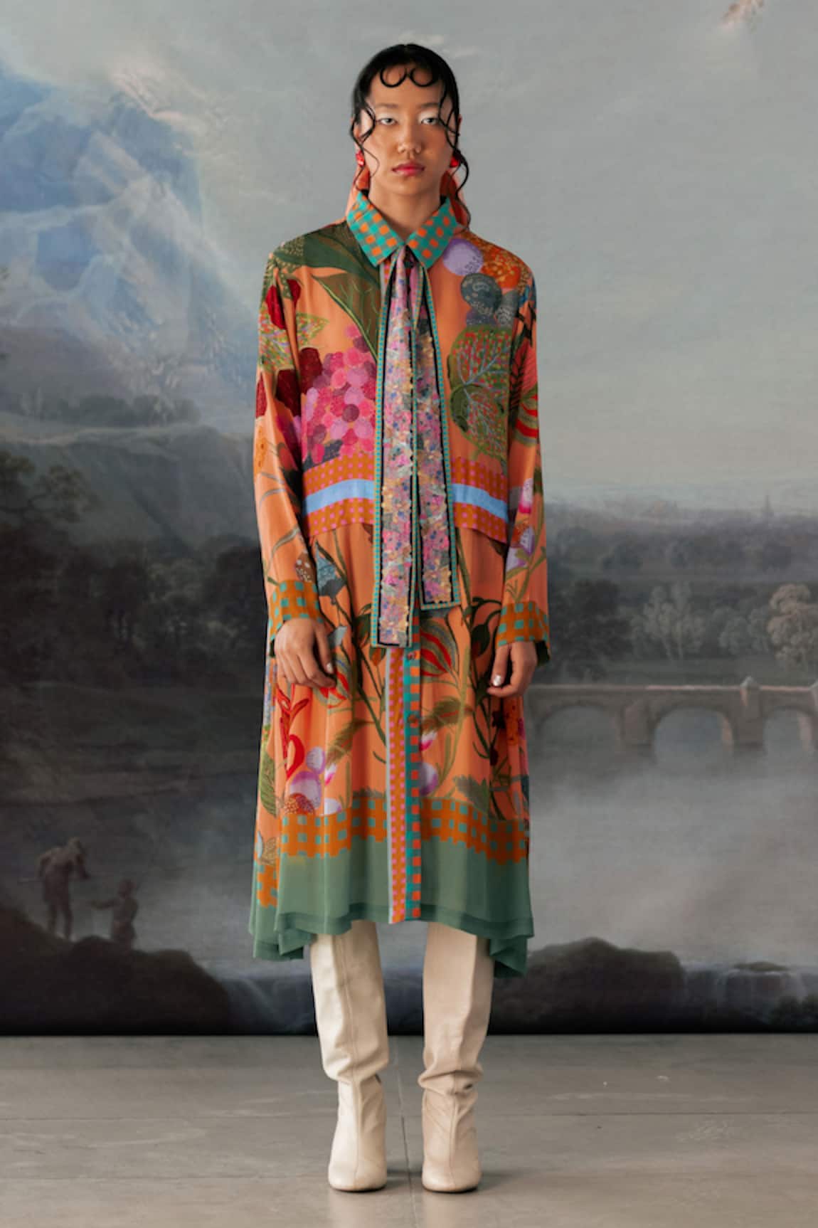 Yavi Barbi Floral Print Midi Dress