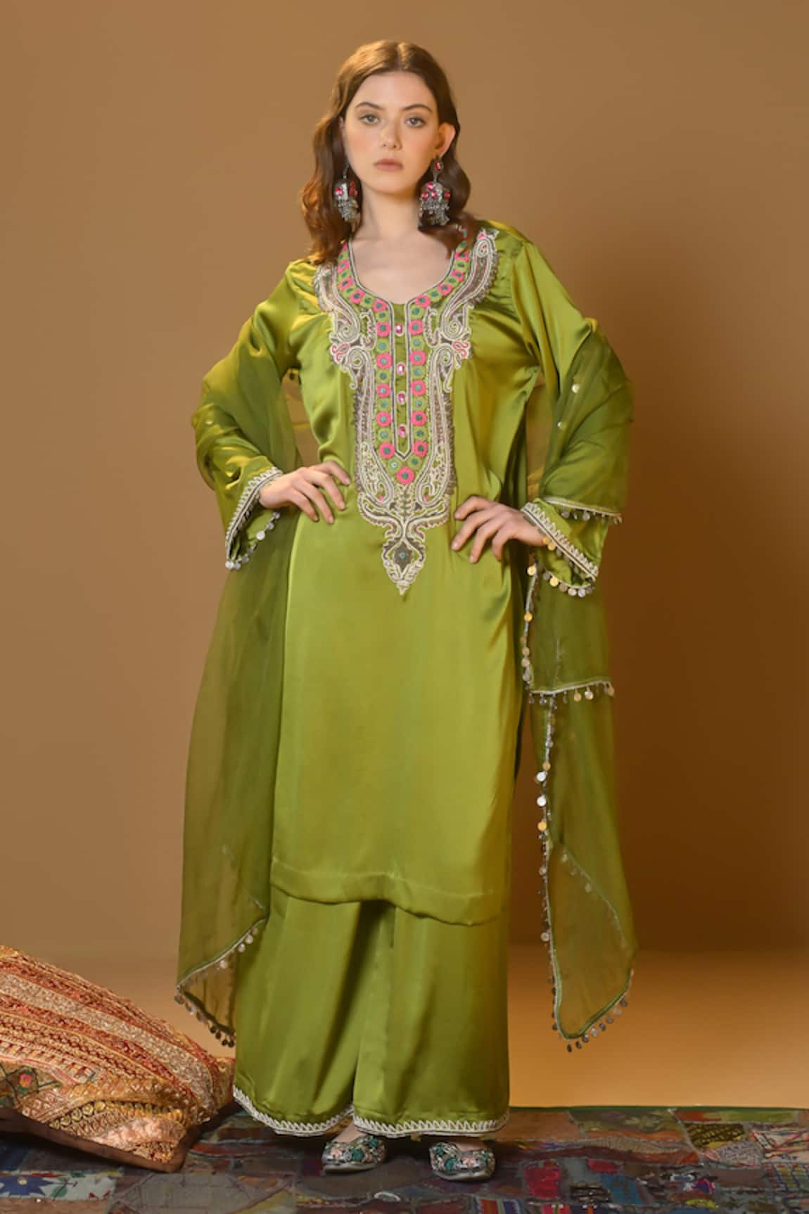 TULPALAV Sequin Hand Embroidered Kurta Set