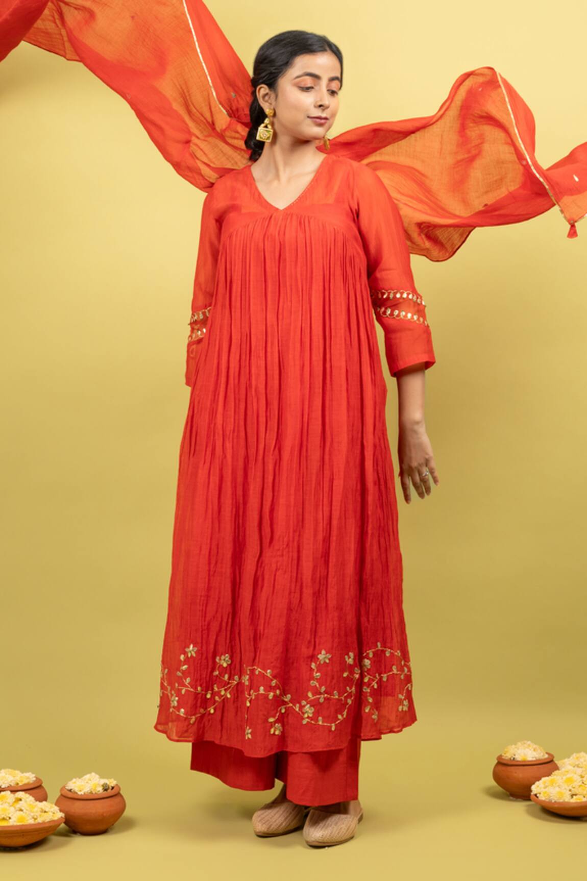 KKANYAAH Gota Border Embroidered Anarkali Set 