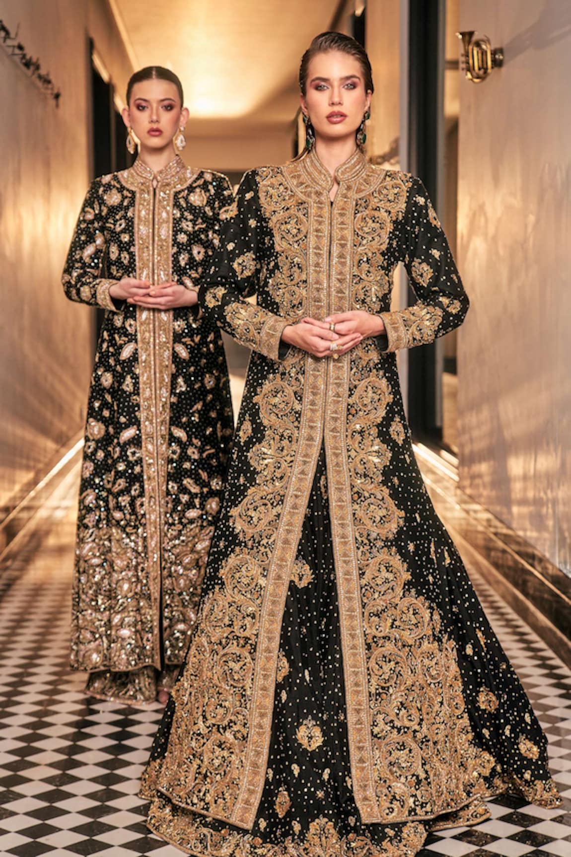 Amit GT Midnight Marrakech Embroidered Jacket & Flared Pant Set