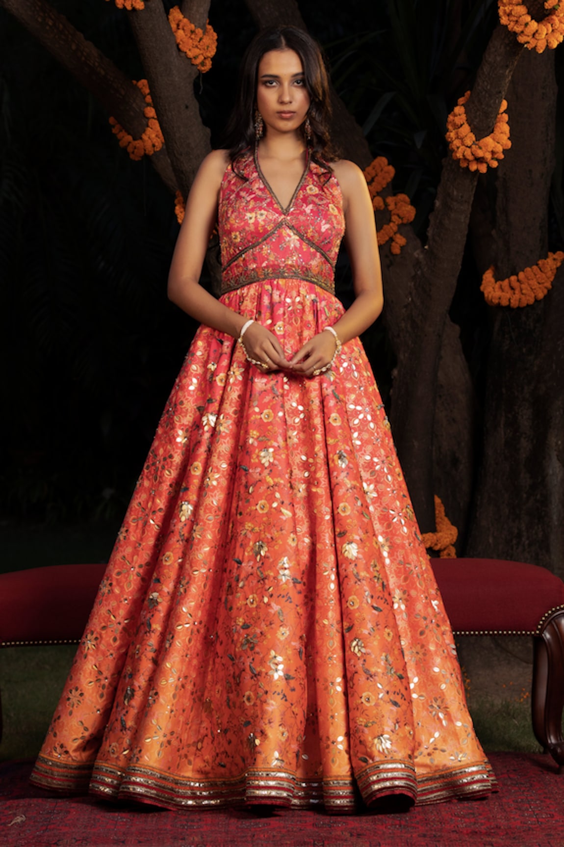 SHASHANK ARYA Hand Embroidered Bodice Gown