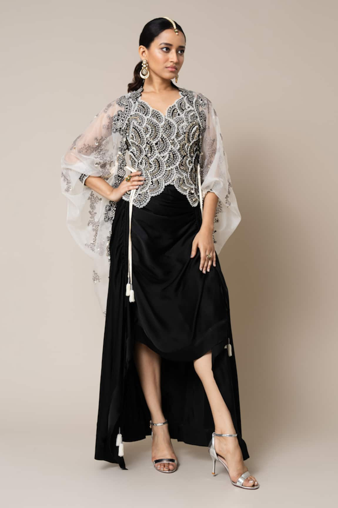 Nupur Kanoi Hand Embroidered Scallop Cape Skirt Set