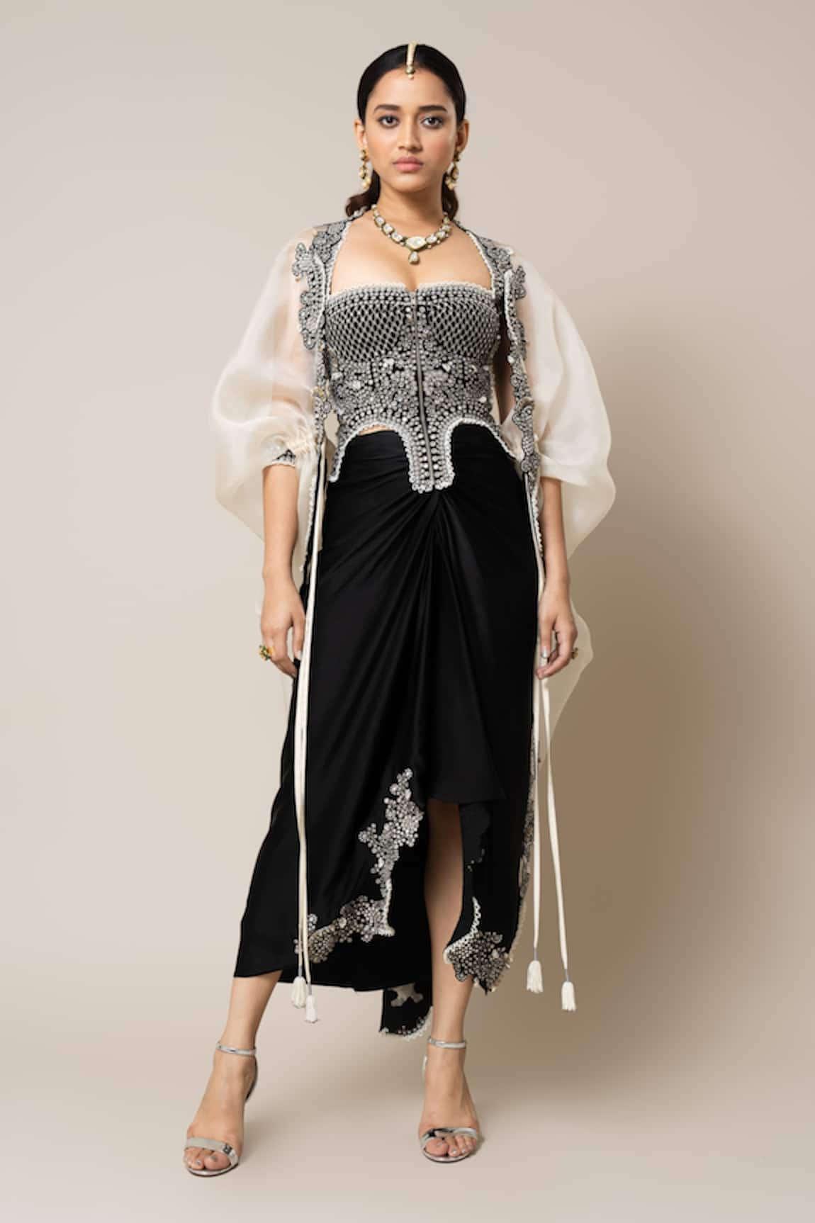 Nupur Kanoi Hand Embroidered Kite Cape Skirt Set