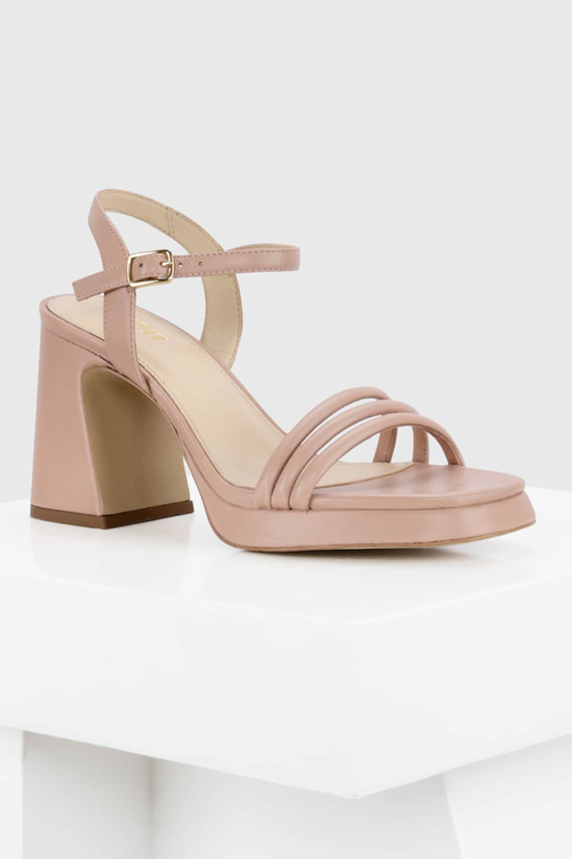 OROH Morganite Strappy Leather Block Heels