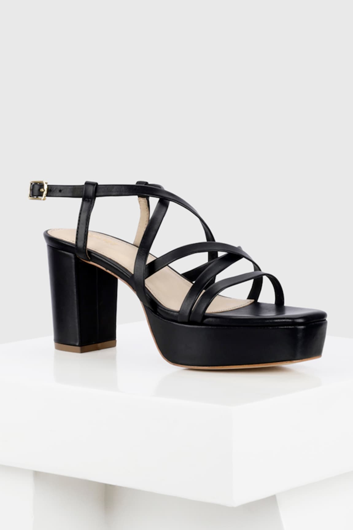 OROH Onyx Criss-Cross Strapped Block Heels