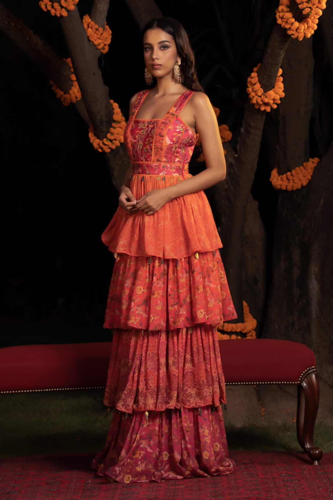 SHASHANK ARYA Ombre Printed Tiered Gown