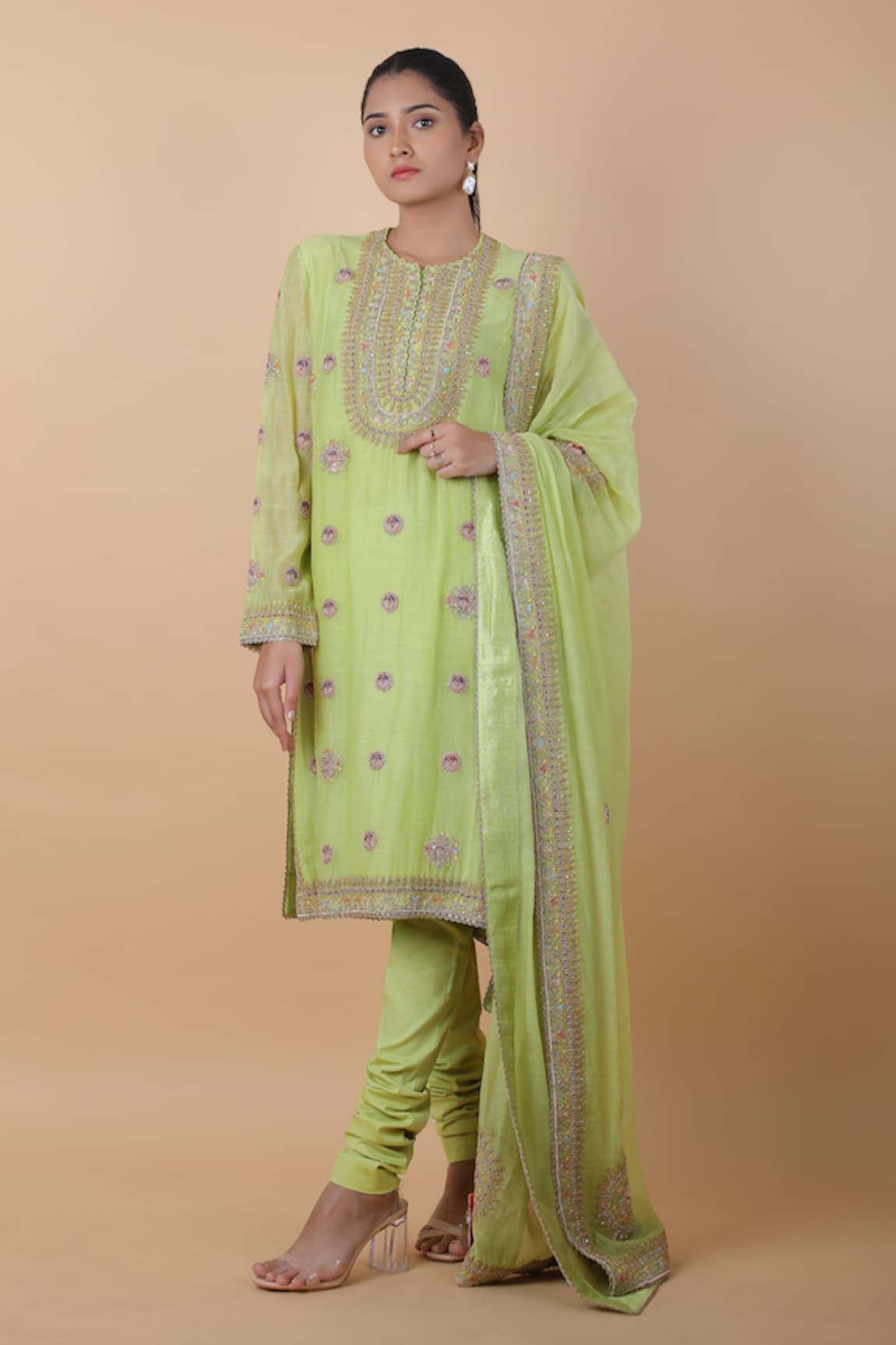 Anamika Khanna Embroidered Kurta Churidar Set