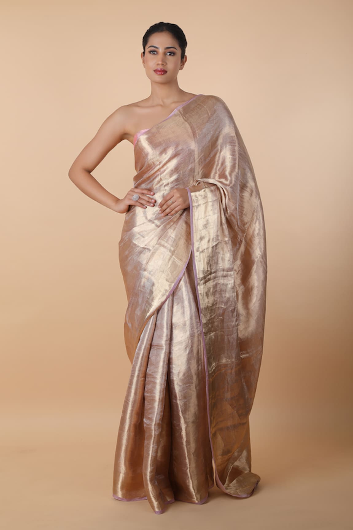 Akaaro Zari Stripe Woven Saree With Unstitched Blouse Piece