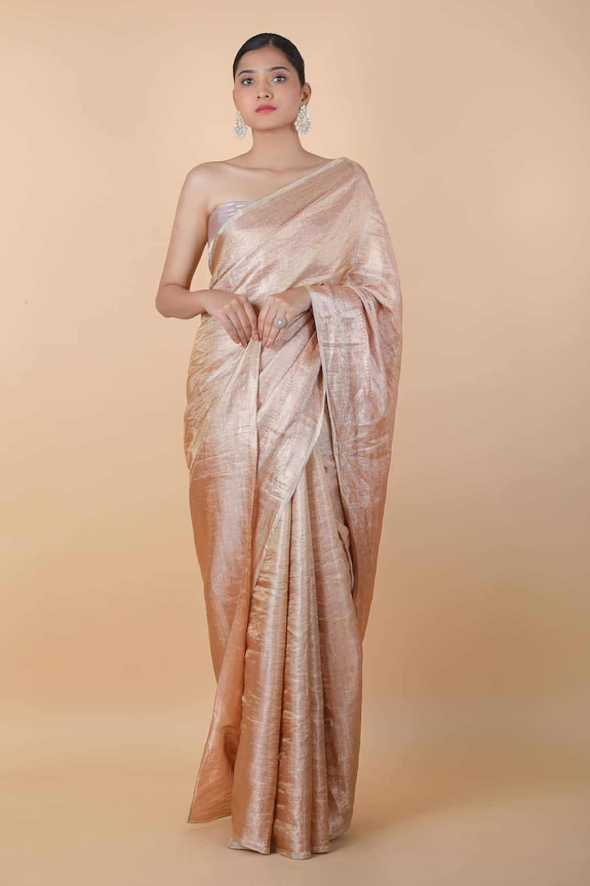 Akaaro Metallic Checkered Woven Saree