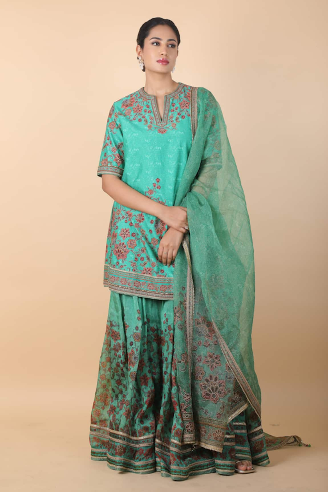 Tarun Tahiliani Floral Pattern Kurta Gharara Set