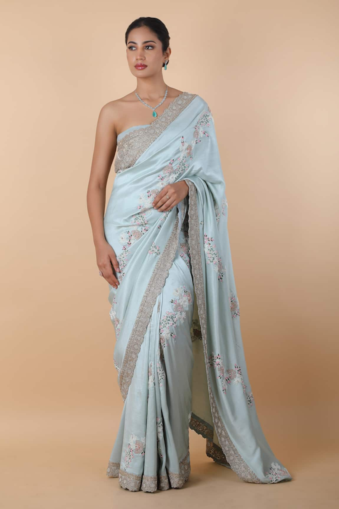 Anamika Khanna Floral Embroidered Saree