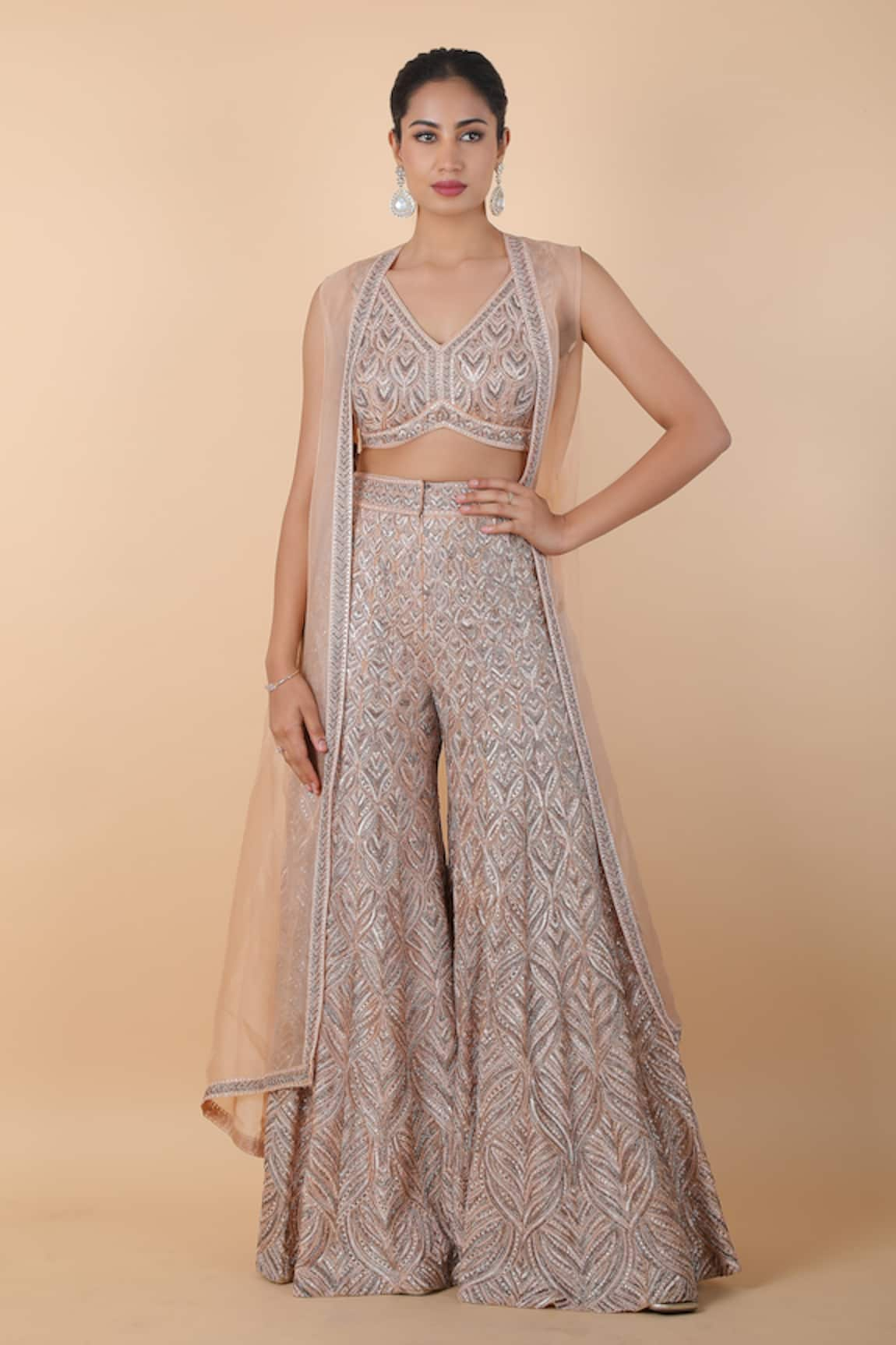 Sana Barreja Embroidered Sharara & Cape Set