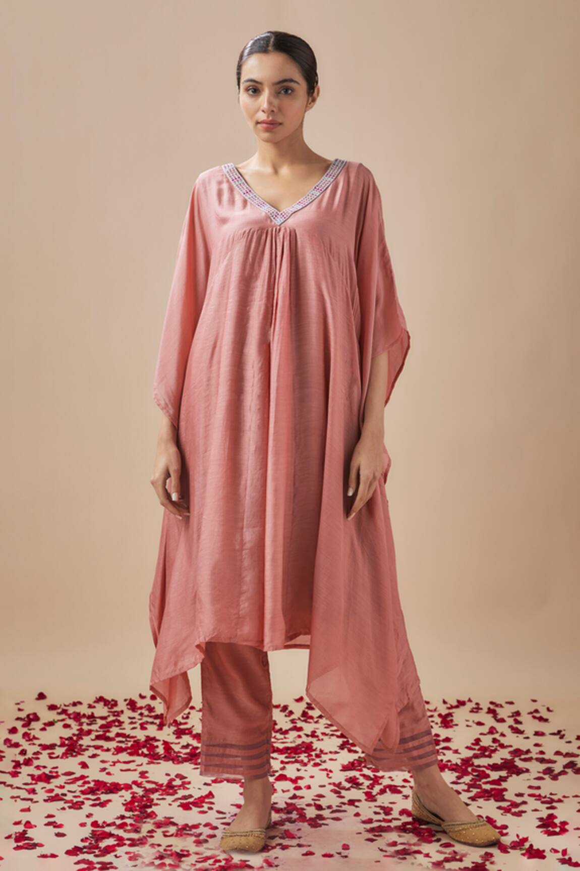 Cupid Cotton Cotton Silk Kaftan With Pant