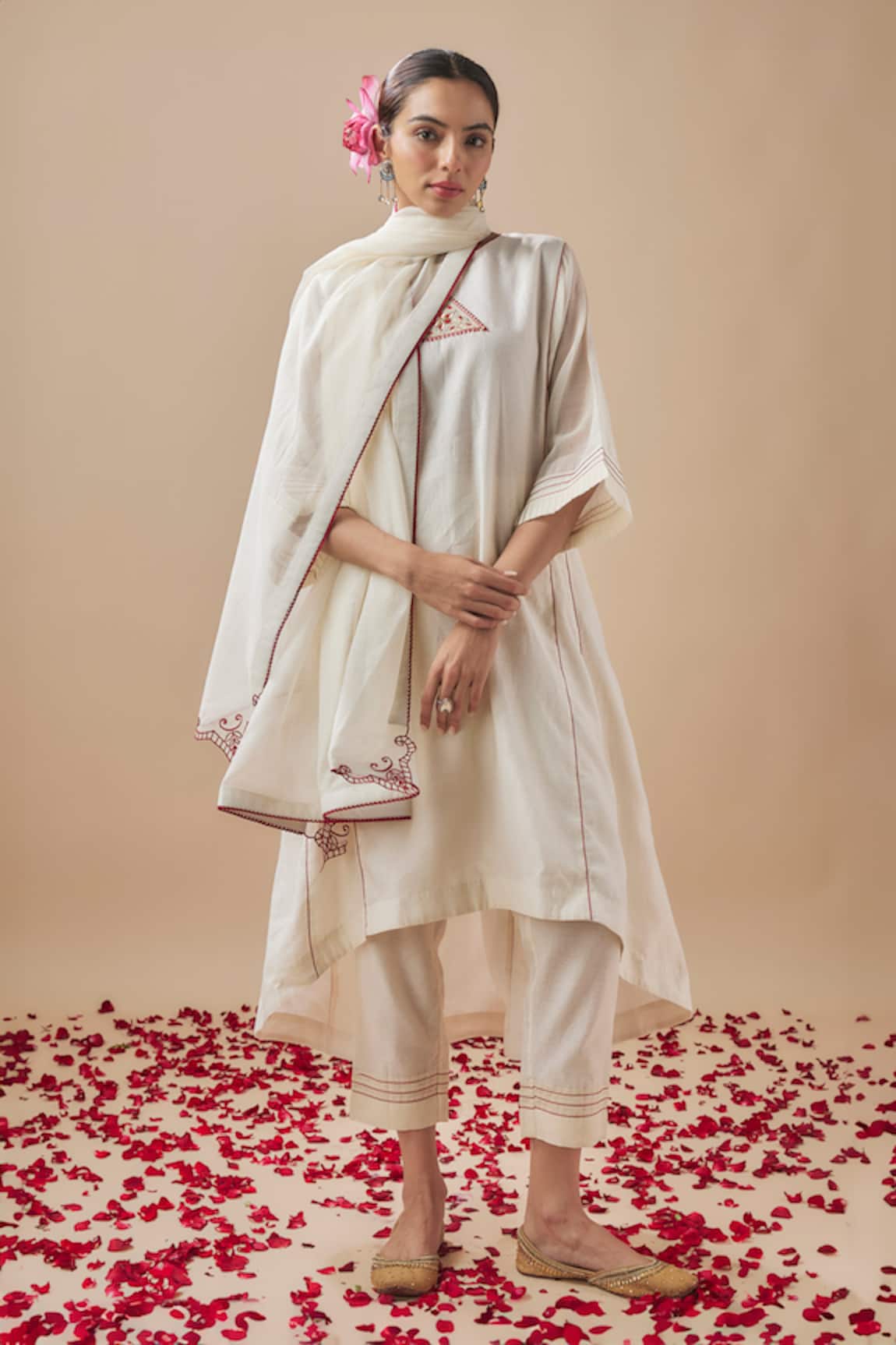 Cupid Cotton Prism Fleur Resham Embroidered Anarkali Pant Set