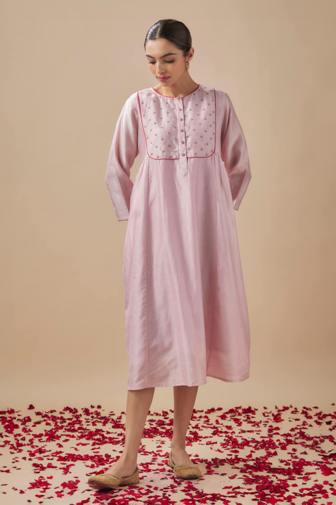 Cupid Cotton Resham & Aari Floweret Yoke Embroidered Kurta