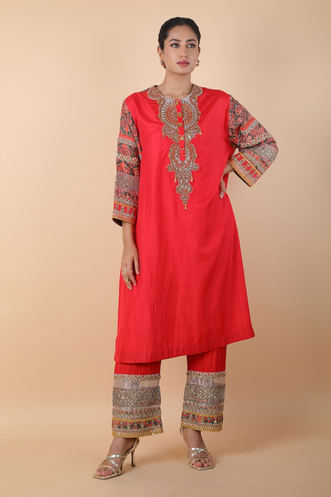 Debyani + Co Meenakari Embroidered Kurta & Palazzo Set