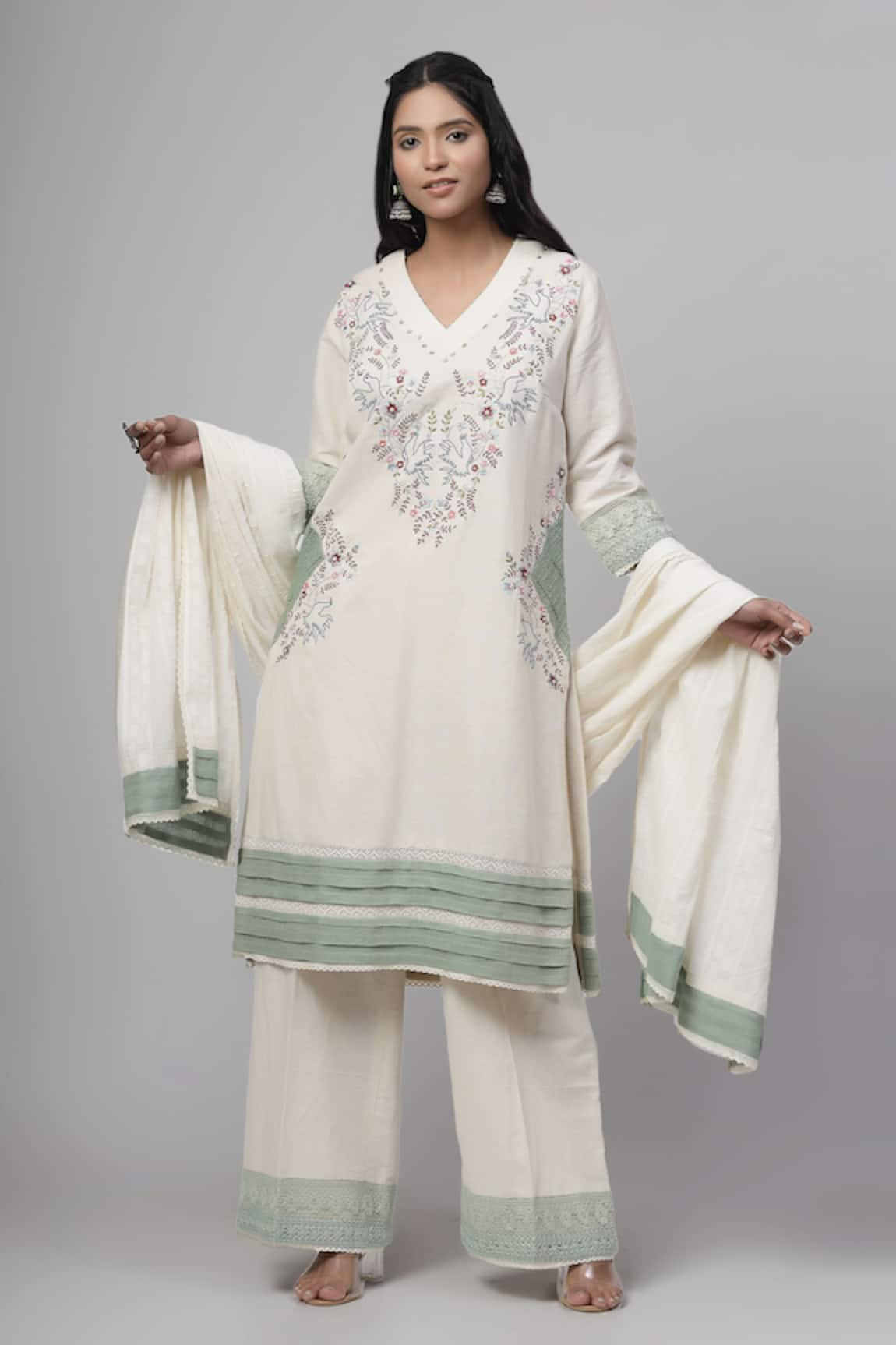 Kushani Forest Garden Embroidered Kurta Pant Set